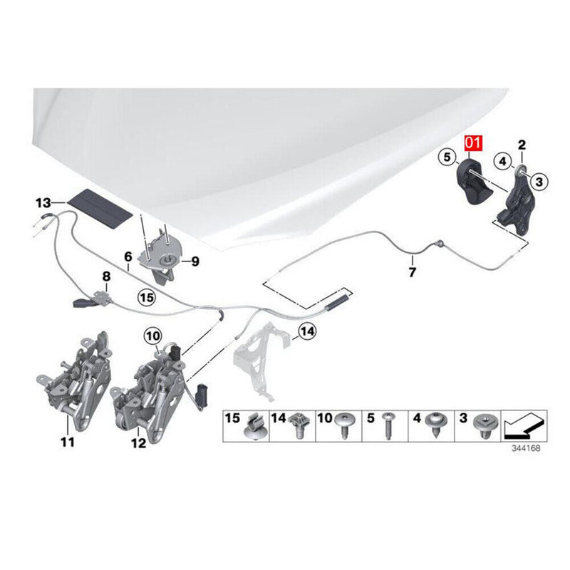 Engine Hood Panel Release Lever Handle for BMW 3Series E90 E91 E92 E93 2007-2012