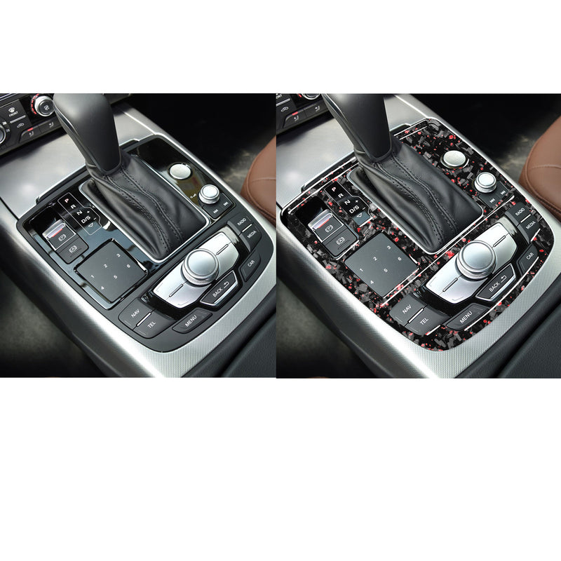 WXZOS Genuine Carbon Fiber Gear Shift Lever Panel Trim for Audi A6 C7 S6 RS6 2012-2018