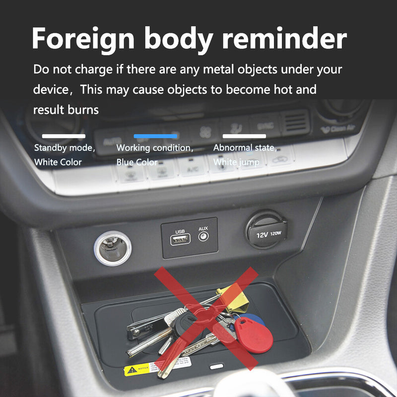 WXZOS Center Console Phone Wireless Fast Charging Pad for Hyundai Sonata 2018