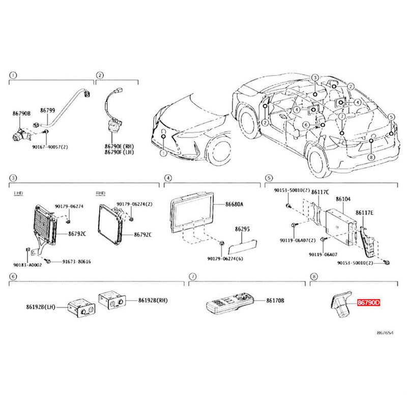 867B0-48110 Rear View Backup Camera ASSY for LEXUS RX 300 450h 2019+