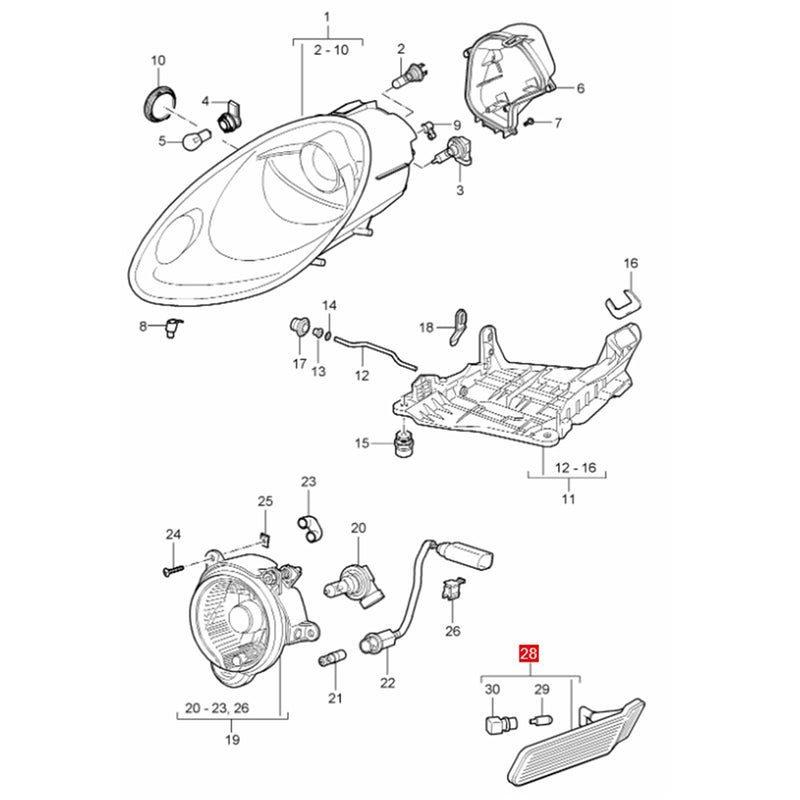 WXZOS Front Left&Right Side Fender Marker Light for Porsche Boxster (987) 2005-2008