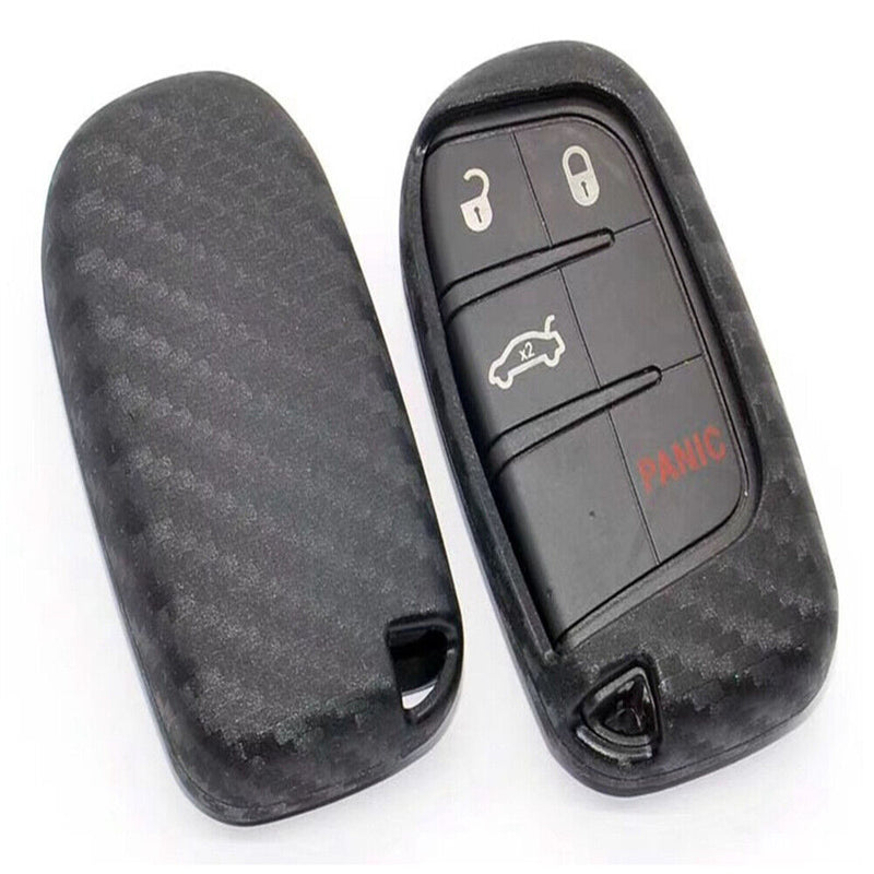 Carbon Fiber Key Fob Cover For Jeep Grand Cherokee Compass Renegade Dodge Durang