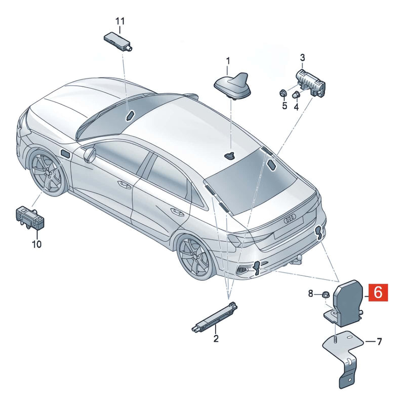 Rear Telephone Radio Antenna Control Module for Audi A3 S3 RS3 2019-2025