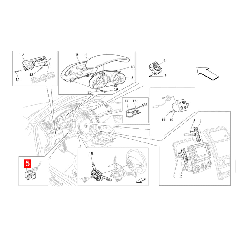 WXZOS Steering Column Adjustment Switch for Maserati GranCabrio (M145) 2010-2015