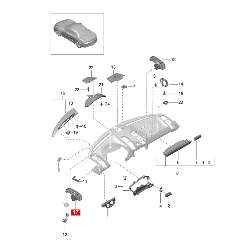 WXZOS Front Dashboard Air Vent Slat Lever Replace for Porsche Cayman (981) 2013-2016