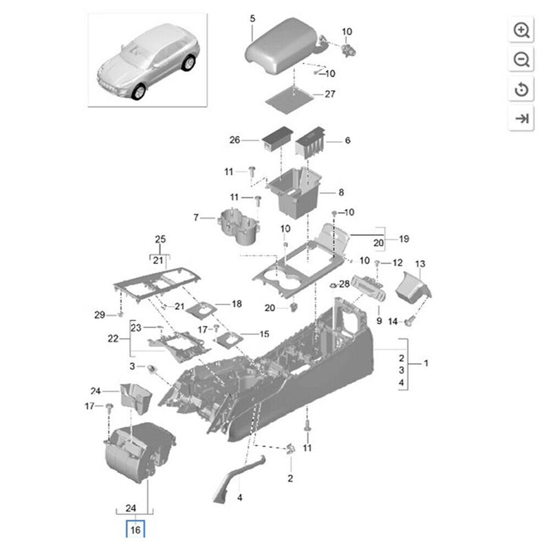 Sale 95B857273 CZ0 Center Console Ashtray for Porsche Macan (95B) 2014-2022