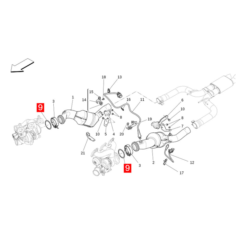 WXZOS Three-Way Catalyst Converter Sealing Ring for Maserati Levante (M161) 2016-2023