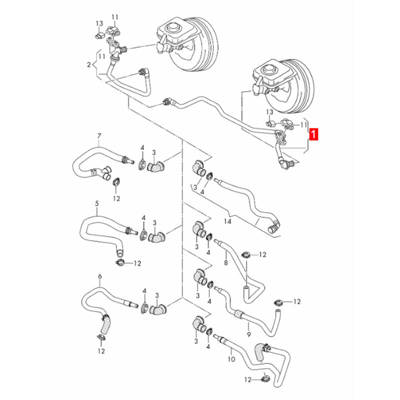 WXZOS Brake Vacuum Booster Tube Hose w/Check Valve for Audi A6 C7 2.0L 2.8L 2012-2018