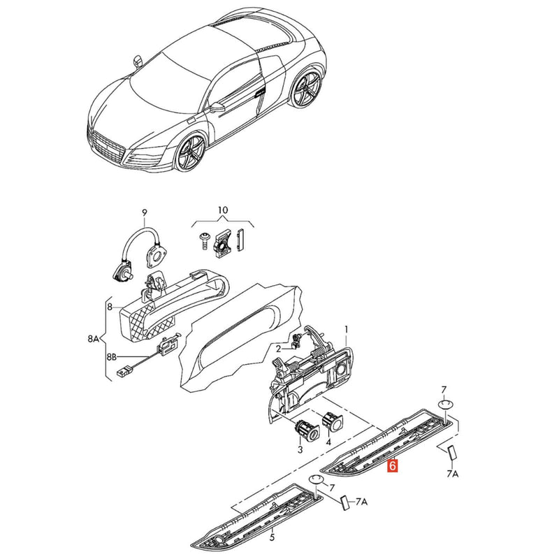 WXZOS Primer Exterior Door Handle Cover Replacement for Audi R8 (423/429) 2007-2015