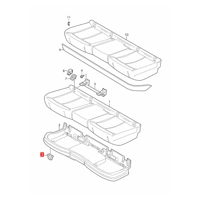 WXZOS Seat Frame Clip Grommet for Audi e-tron Quattro GT 2019-2023
