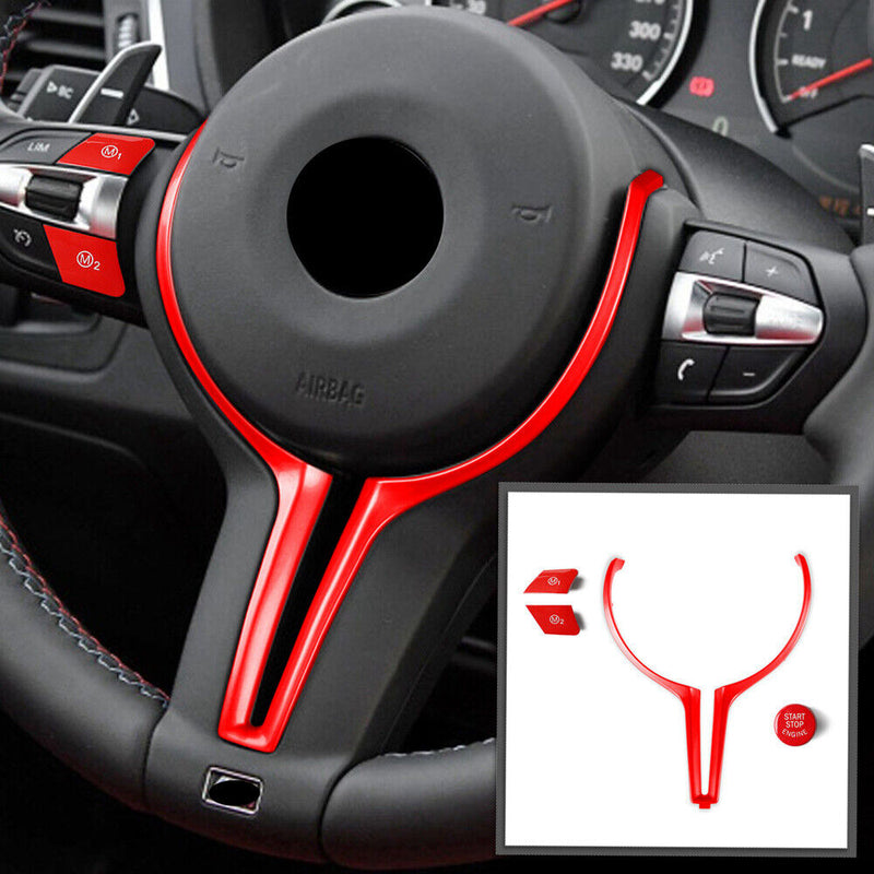 Red ABS Steering Wheel Cover w/Switch Button Trim Kit for BMW M2 F87 2016-2018