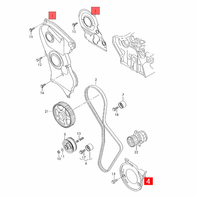 WXZOS Engine Timing Lower/Ineer/Upper Cover Kit for Audi 2006-2008 A3 A3 Quattro 2.0L