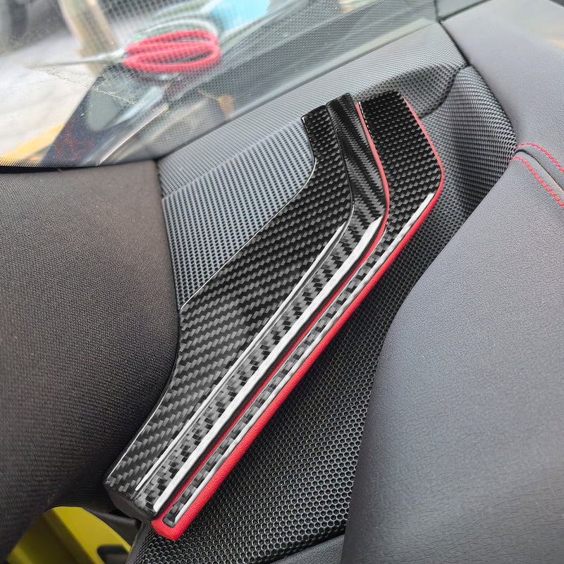 WXZOS Genuine Carbon Fiber A-Pillar Speaker Trim for Chevrolet Corvette C8 2020-2024