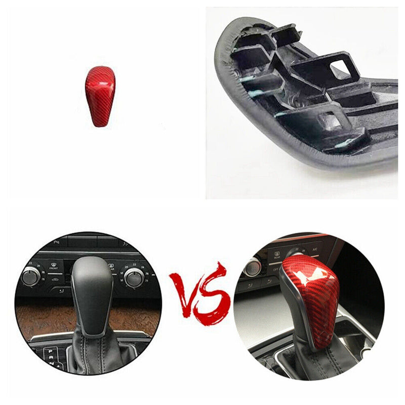 Red Carbon Fiber Gear Shift Knob Cover for Audi 2015-2018 A6 A7 S6 S7 A6 allroad