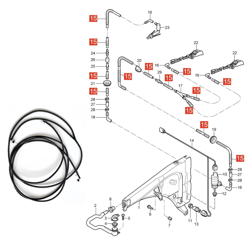 WXZOS Windshield Wiper Washer Hose Line w/Connector for Porsche Cayenne 92A 2011-2017