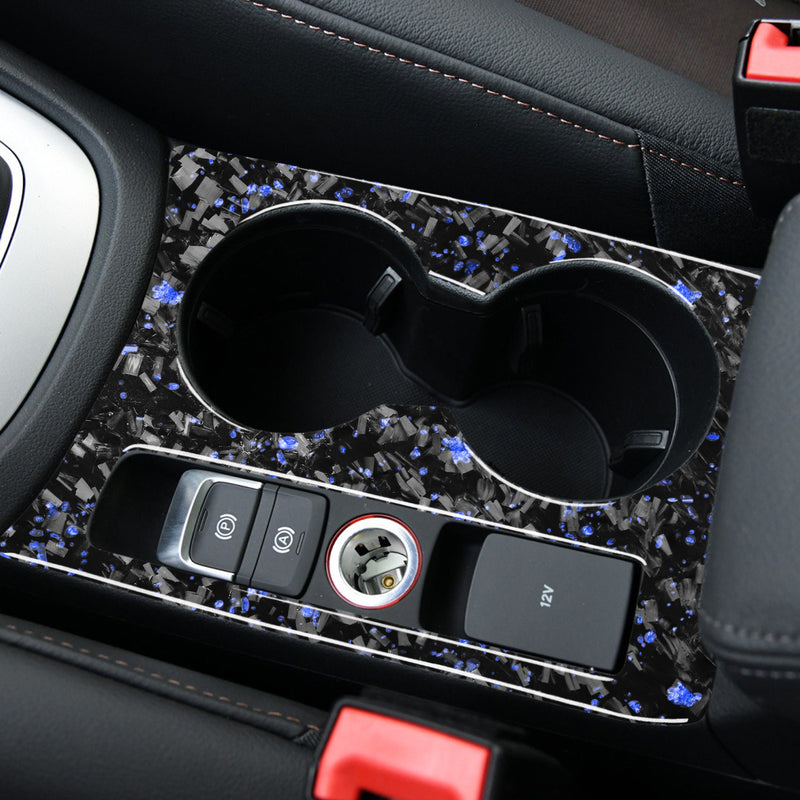 WXZOS Genuine Carbon Fiber Center Console Cup Holder Panel Trim for Audi Q3 2015-2018