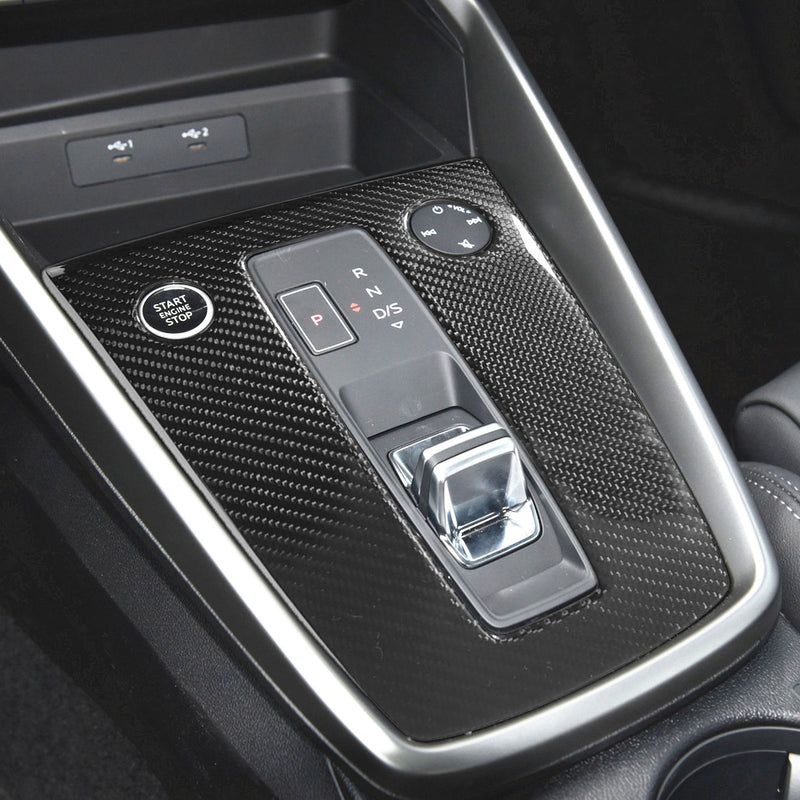 WXZOS Genuine Carbon Fiber Gear Shift Lever Knob Trim for Audi A3 S3 RS3 2021-2023