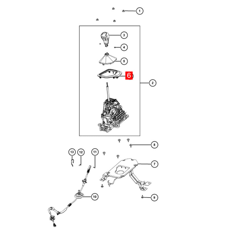 WXZOS Silver Center Gear Shifter Bezel Replacement w/Cable for Jeep Cherokee 2014-2018