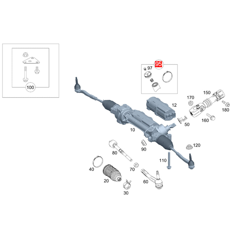 WXZOS Steering Gear Thrust Parts Kit for Mercedes-Benz W205 S205 C-Class 2019-2021