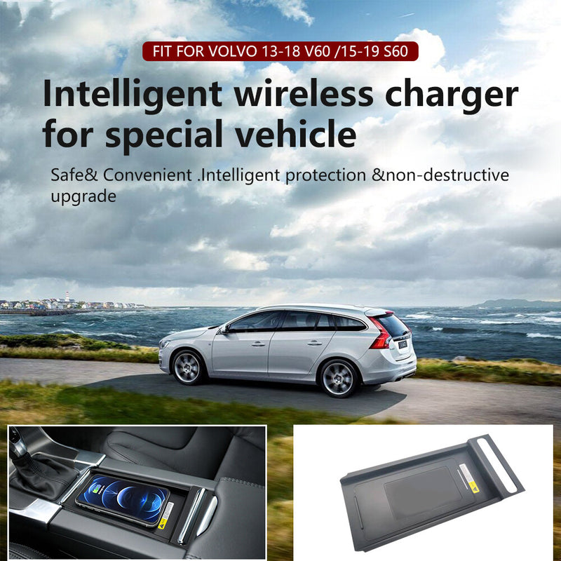 WXZOS Center Console Phone Wireless Fast Charging Pad for Volvo S60 2015-2019