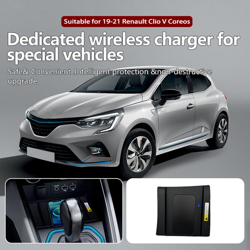 WXZOS Center Console Wireless Fast Charging Pad for Renault Clio V 2019-2021