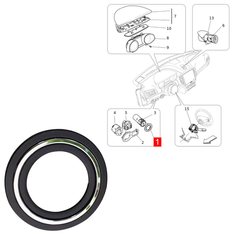 WXZOS 1PC Ignition Start/Stop Switch Ring Bezel Cover for Maserati Ghibli(M157)2013-21