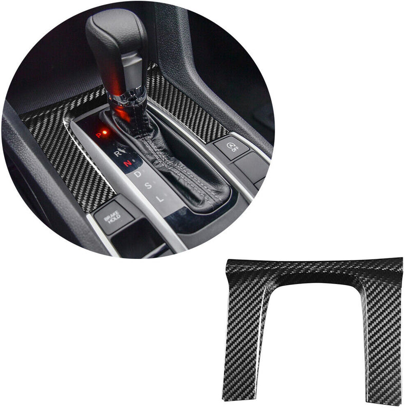 Car Genuine Carbon Fiber Gear Shift Knob Panel Trim for Honda Civic (AT) 2016-20