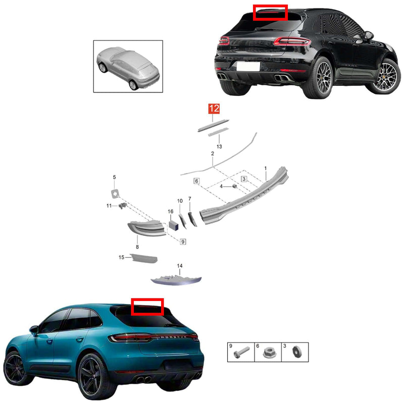 WXZOS Rear High Mount 3rd Third Brake Stop Light for Porsche Macan (95B) 2014-2024