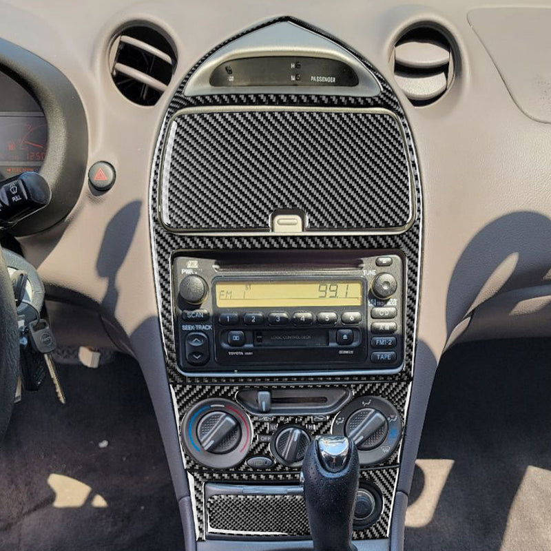 WXZOS Genuine Carbon Fiber Center Dashboard Panel Trim for Toyota Celica 2000-2005