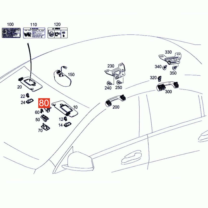 Sun Visor Sunvisor Contact Plate for Mercedes-Benz W213 E-Class 2017-2023