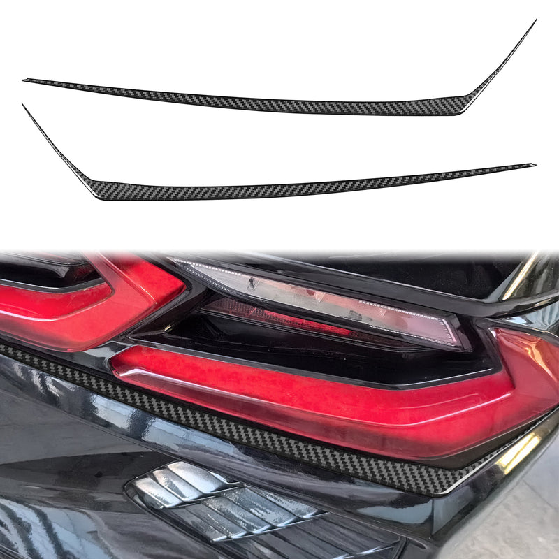 WXZOS Genuine Carbon Fiber Rear Taillight Trim Bezel for Chevrolet Corvette C8 2020+