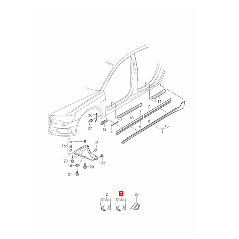 WXZOS Side Skirt Attachment Parts Clips Repair Set for Audi A6 Allroad C8 2020-2024
