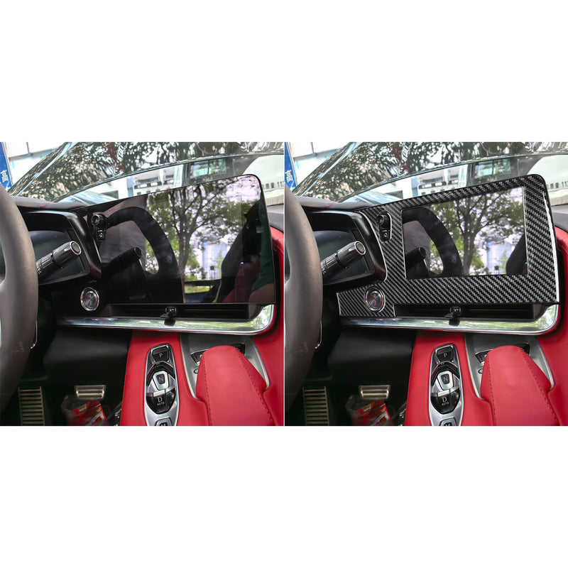 WXZOS Genuine Carbon Fiber Infotainment Display Trim for Chevrolet Corvette C8 2020-24