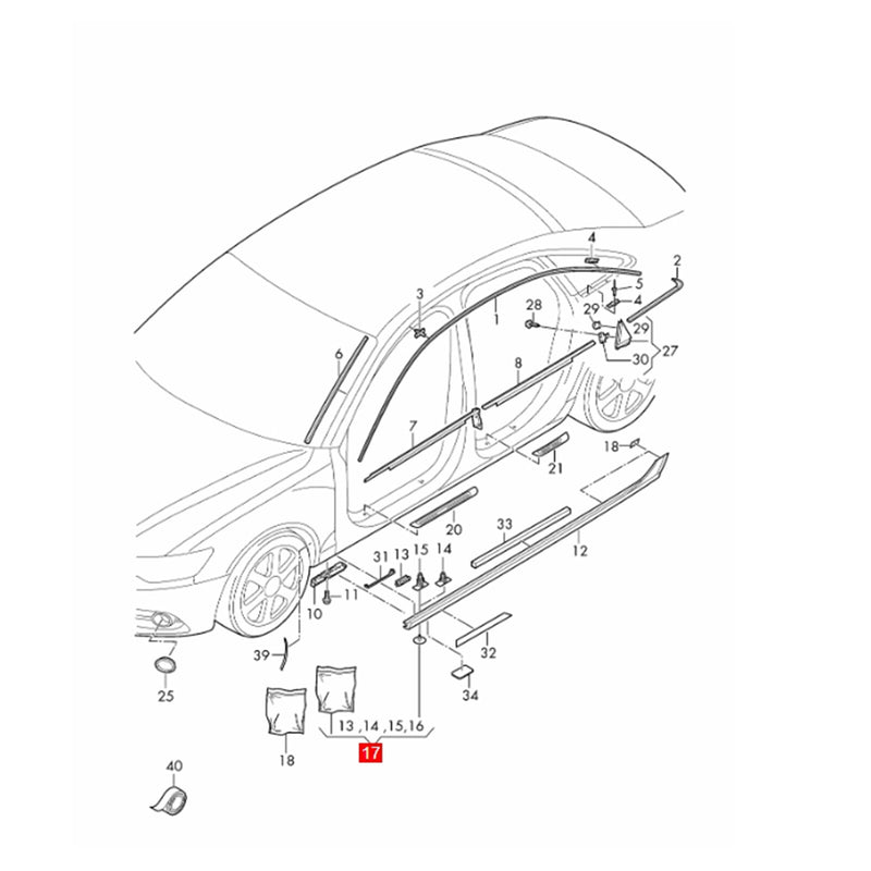 WXZOS Side Skirt Attachment Parts Clips Repair Set for Audi A6 Allroad C7 2012-2015