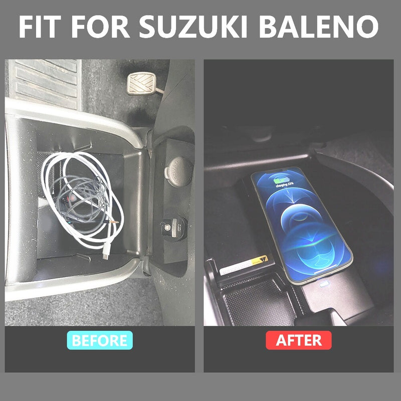 WXZOS Center Console Wireless Fast Charging Pad for Suzuki Baleno 2015-2019