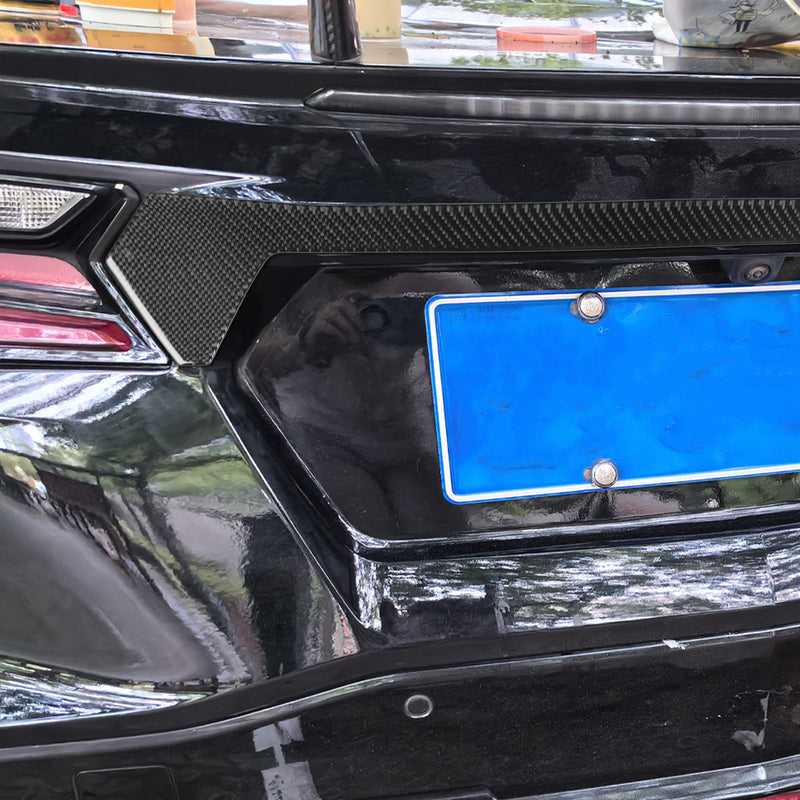 WXZOS Genuine Carbon Fiber Rear Trunk Lid Trim for Chevrolet Corvette C8 2020-2024