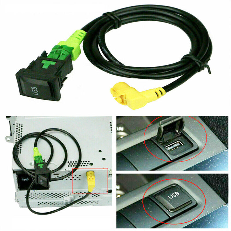 RCD510 RNS315 RCD310/300 USB Switch Button w/Cable for VW Passat B6/7 CC 2005-13