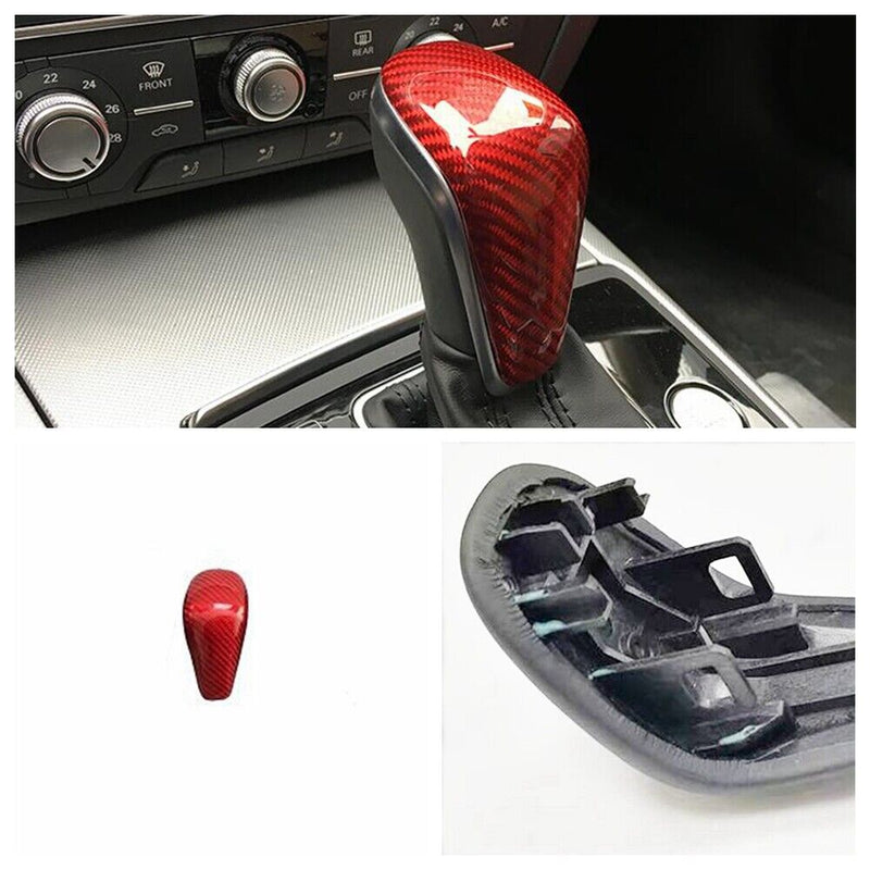 Red Carbon Fiber Gear Shift Knob Cover for Audi 2015-2018 A6 A7 S6 S7 A6 allroad