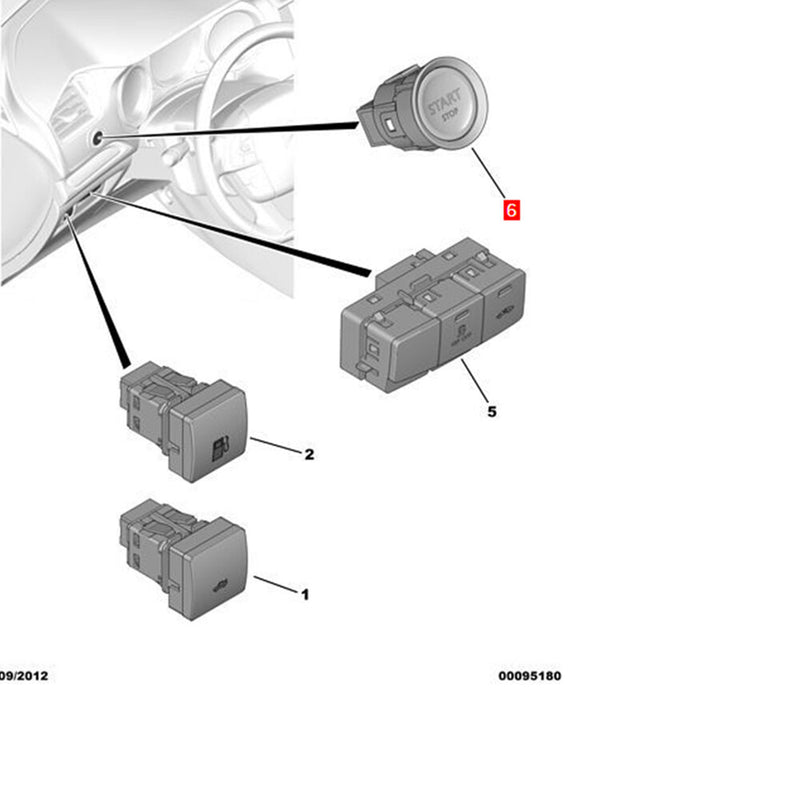WXZOS 1PC 4Pin Engine Start Stop Switch Chrome Ignition Button for Peugeot 408 2014-18