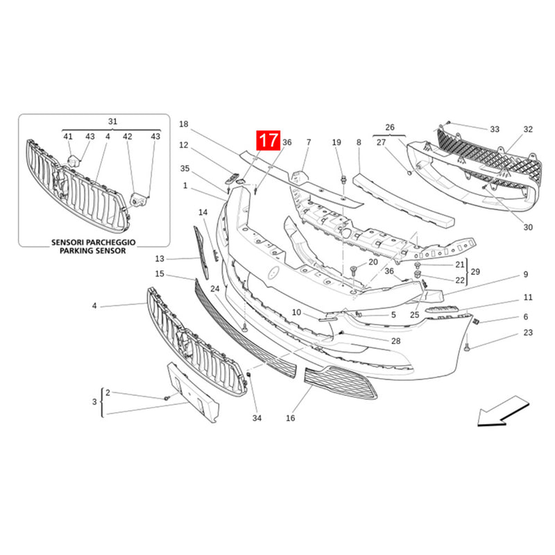 WXZOS Front Bumper Upper Bracket Clip Holder for Maserati Ghibli (M157) 2014-2020
