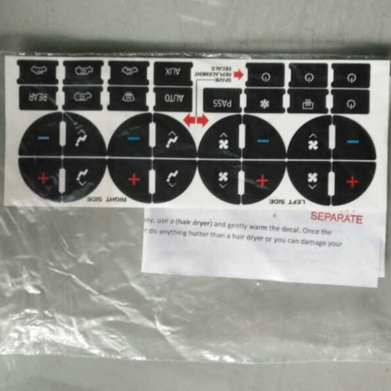 New AC Dash Button Repair Decal Stickers Kit for Chevrolet GMC