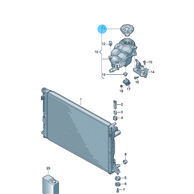 Black Water Coolant Expansion Tank Reservoir Cap 4M0121321K for Audi A6 C8 A7 Q8