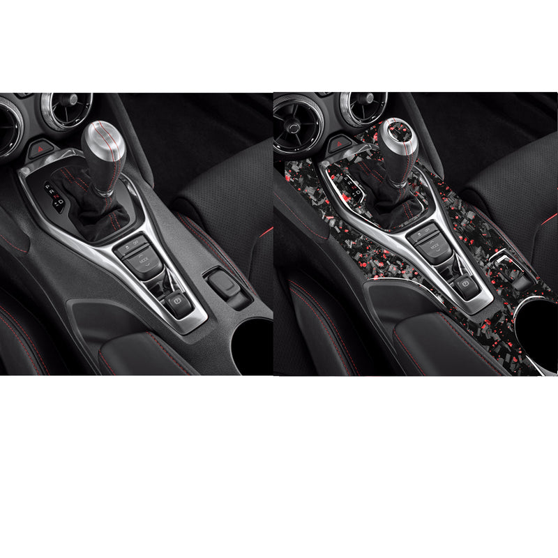 WXZOS Genuine Carbon Fiber Gear Shift Lever Panel Trim for Chevrolet Camaro 2017-2019