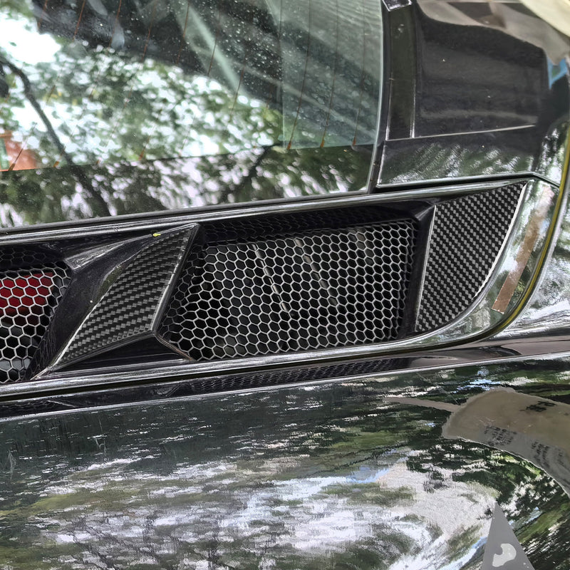WXZOS Genuine Carbon Fiber Engine Air Intake Vent Trim for Chevrolet Corvette C8 2020+