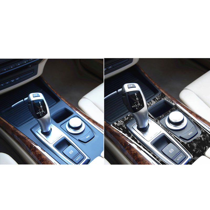 WXZOS Genuine Carbon Fiber Gear Shift Lever Panel Trim for BMW X5 E70 X6 E71 2008-2009