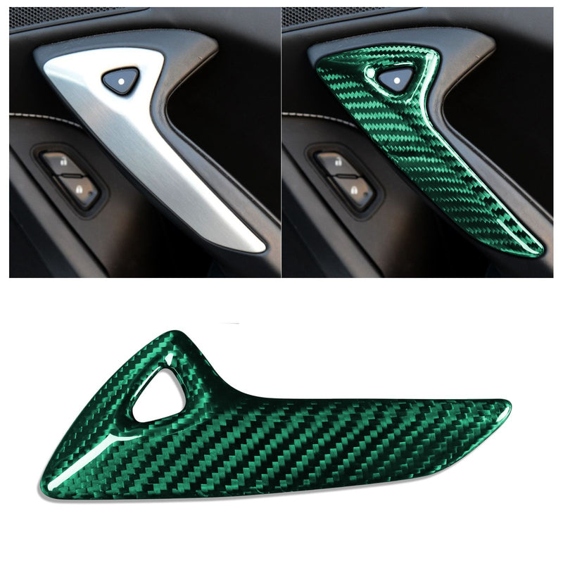 WXZOS 1PC Genuine Carbon Fiber Door Pull Handle Trim for Chevrolet Corvette C7 2014-19