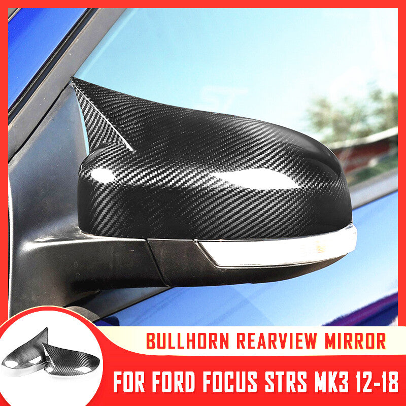 WXZOS Genuine Carbon Fiber Wing Mirror Trim for Ford Focus STRS MK3 2012-2018