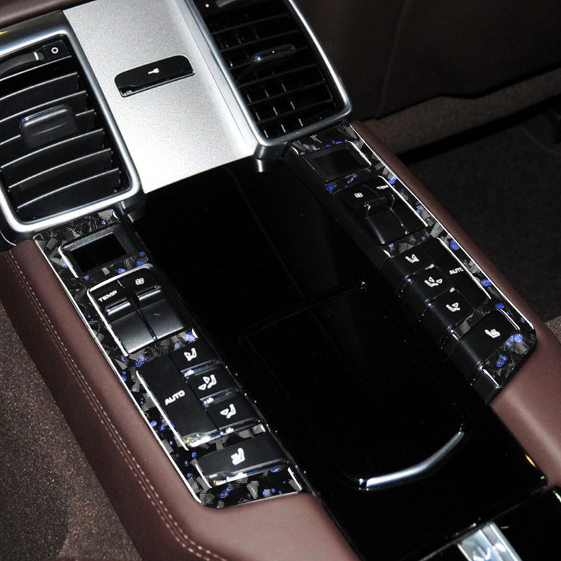 WXZOS Genuine Carbon Fiber Rear Center Console Panel Trim for Porsche Panamera 2010-16