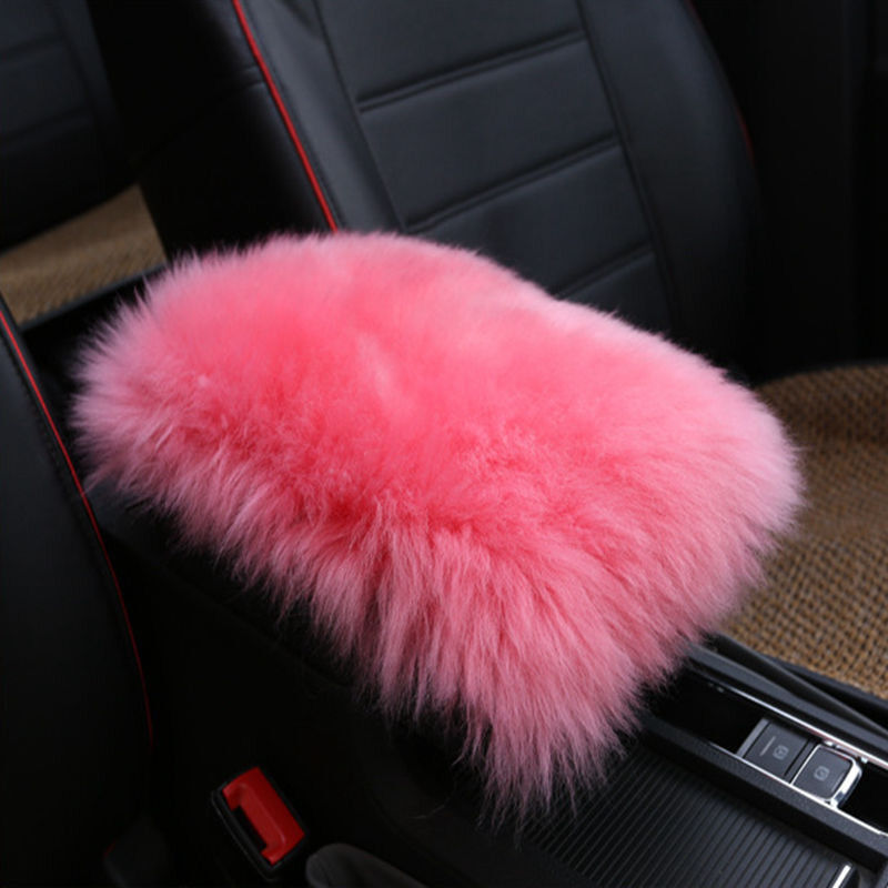 Car Armrest Console Seat Comfortable Cover Pad Cushion Pillow Mat Real Sheepskin