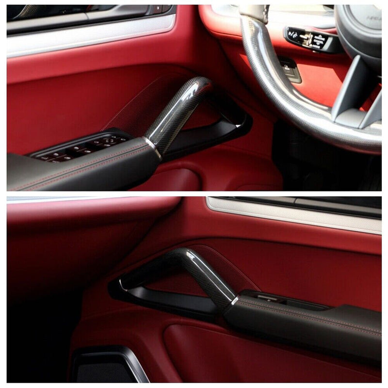 1SET Carbon Fiber Inner Door Handle Center Armrest for Porsche Cayenne 2018-2023